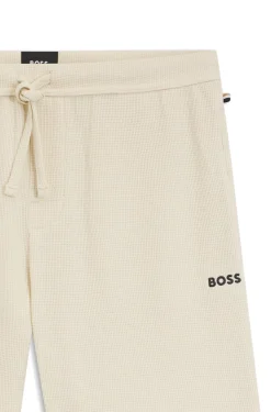 Waffle-structured pyjama shorts with embroidered logo