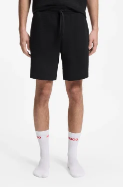 Waffle-structured pyjama shorts with embroidered logo