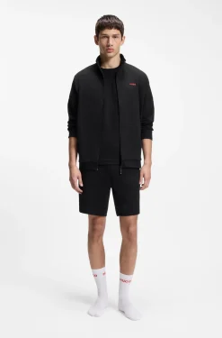 Waffle-structured pyjama shorts with embroidered logo