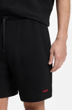 Waffle-structured pyjama shorts with embroidered logo