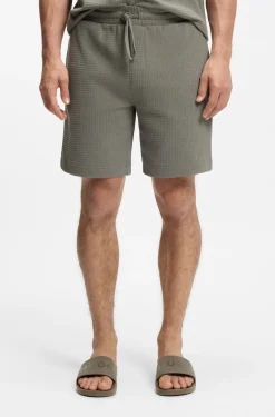 Waffle-structured pyjama shorts with embroidered logo