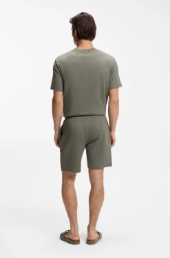 Waffle-structured pyjama shorts with embroidered logo