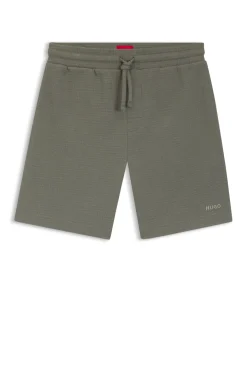 Waffle-structured pyjama shorts with embroidered logo