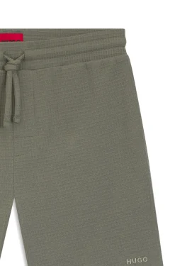 Waffle-structured pyjama shorts with embroidered logo