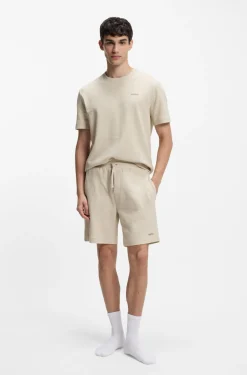 Waffle-structured pyjama shorts with embroidered logo