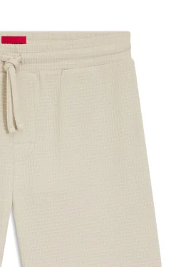 Waffle-structured pyjama shorts with embroidered logo