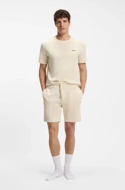 Waffle-structured pyjama T-shirt with embroidered logo