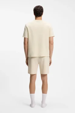 Waffle-structured pyjama T-shirt with embroidered logo