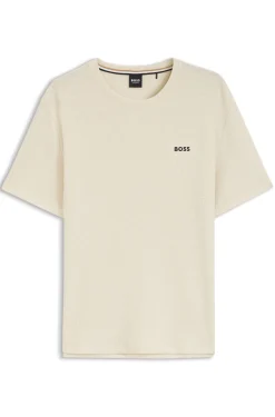 Waffle-structured pyjama T-shirt with embroidered logo