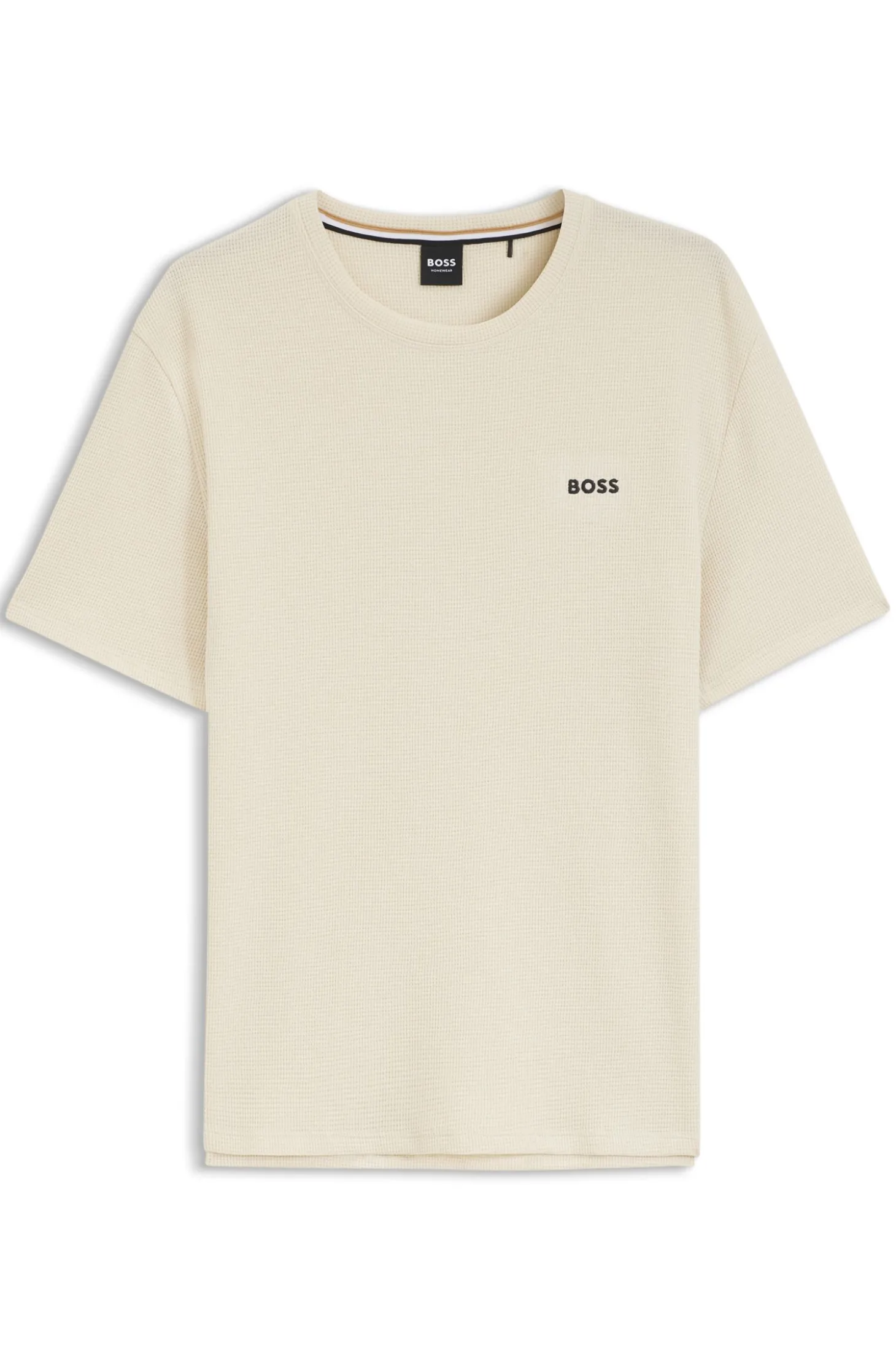 Waffle-structured pyjama T-shirt with embroidered logo