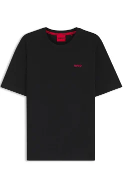 Waffle-structured pyjama T-shirt with embroidered logo