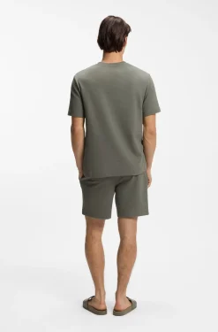 Waffle-structured pyjama T-shirt with embroidered logo