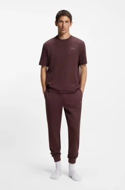 Waffle-structured pyjama T-shirt with embroidered logo