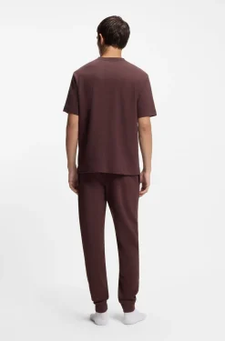 Waffle-structured pyjama T-shirt with embroidered logo