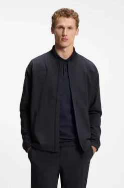Waffle-structured sweatshirt with framed zips