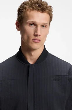 Waffle-structured sweatshirt with framed zips
