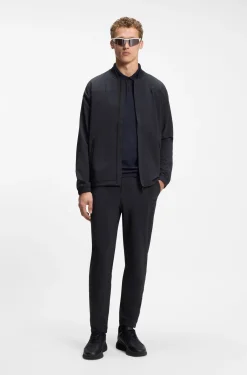 Waffle-structured sweatshirt with framed zips