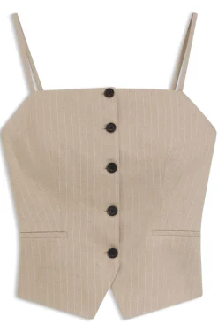 Waistcoat-style slim-fit top with sparkling pinstripe