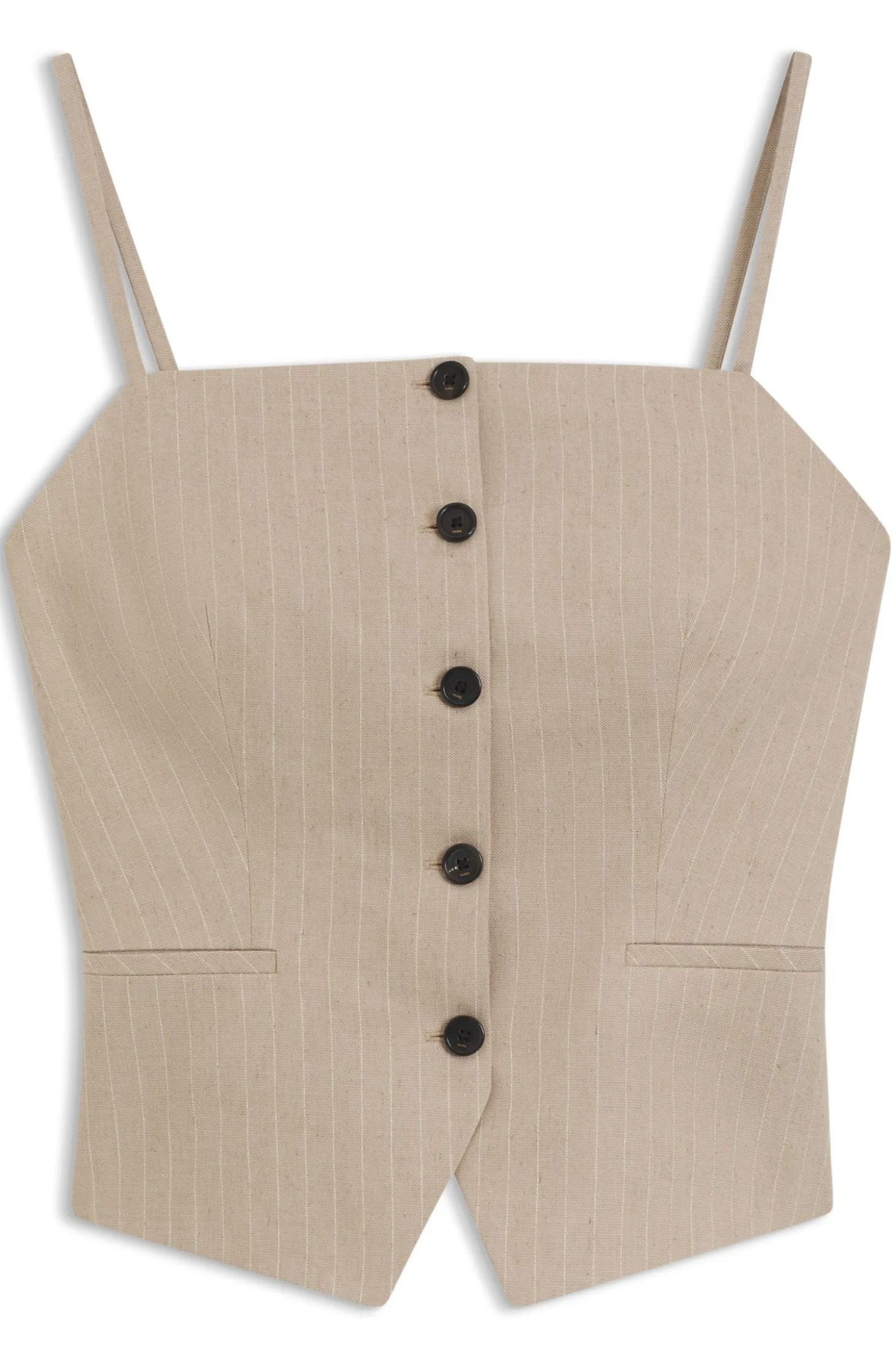 Waistcoat-style slim-fit top with sparkling pinstripe