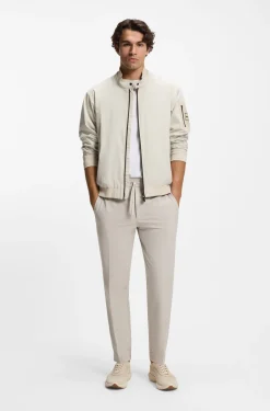 Water-repellent blouson jacket with double piping