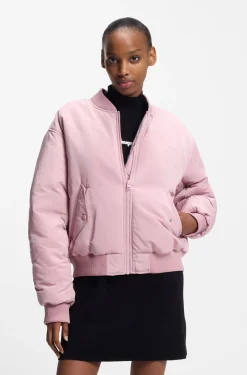Water-repellent bomber jacket with logo artwork