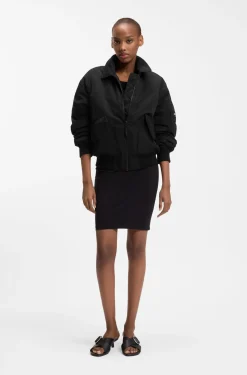Water-repellent bomber jacket with zipped sleeve pocket