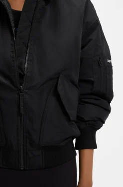 Water-repellent bomber jacket with zipped sleeve pocket
