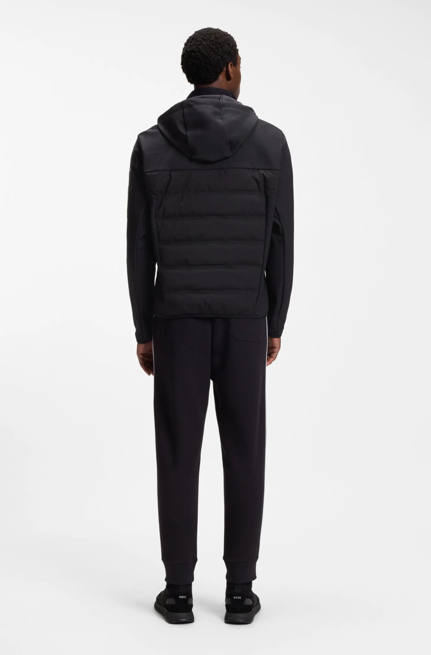 Water-repellent down jacket with detachable hood