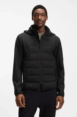 Water-repellent down jacket with detachable hood