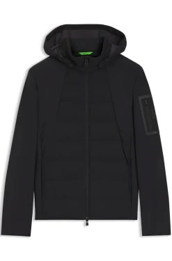 Water-repellent down jacket with detachable hood