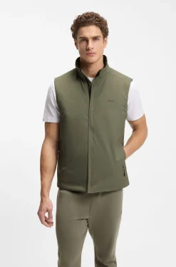 Water-repellent gilet in stretch fabric with logo detail