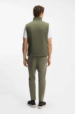 Water-repellent gilet in stretch fabric with logo detail