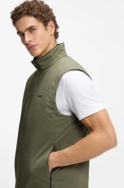 Water-repellent gilet in stretch fabric with logo detail