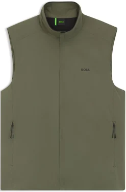 Water-repellent gilet in stretch fabric with logo detail