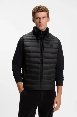 Water-repellent gilet with logo patch