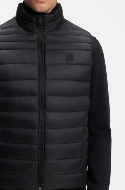Water-repellent gilet with logo patch