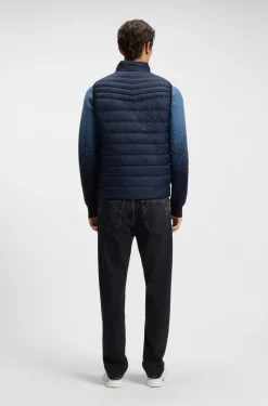 Water-repellent gilet with logo patch