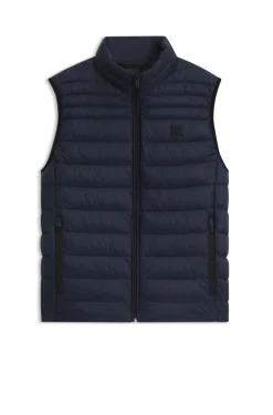 Water-repellent gilet with logo patch