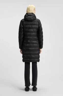 Water-repellent hooded coat with lightweight padding