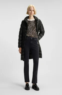 Water-repellent hooded coat with lightweight padding