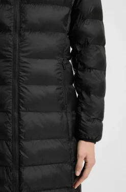 Water-repellent hooded coat with lightweight padding