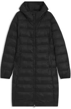Water-repellent hooded coat with lightweight padding