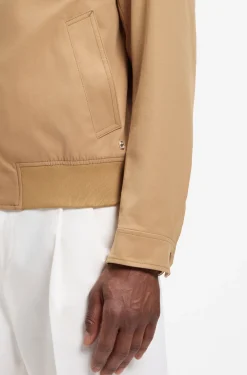 Water-repellent jacket with checked collar