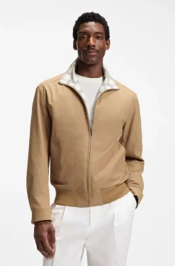 Water-repellent jacket with checked collar