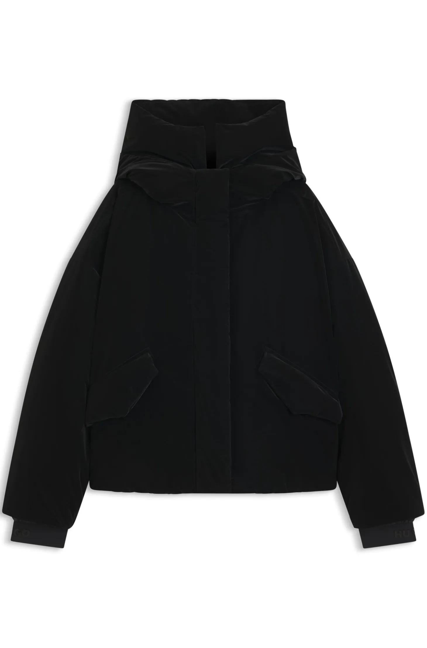 Water-repellent jacket with elasticated logo cuffs