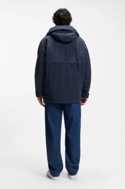 Water-repellent jacket with removable hood