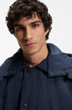 Water-repellent jacket with removable hood