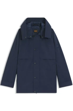 Water-repellent jacket with removable hood