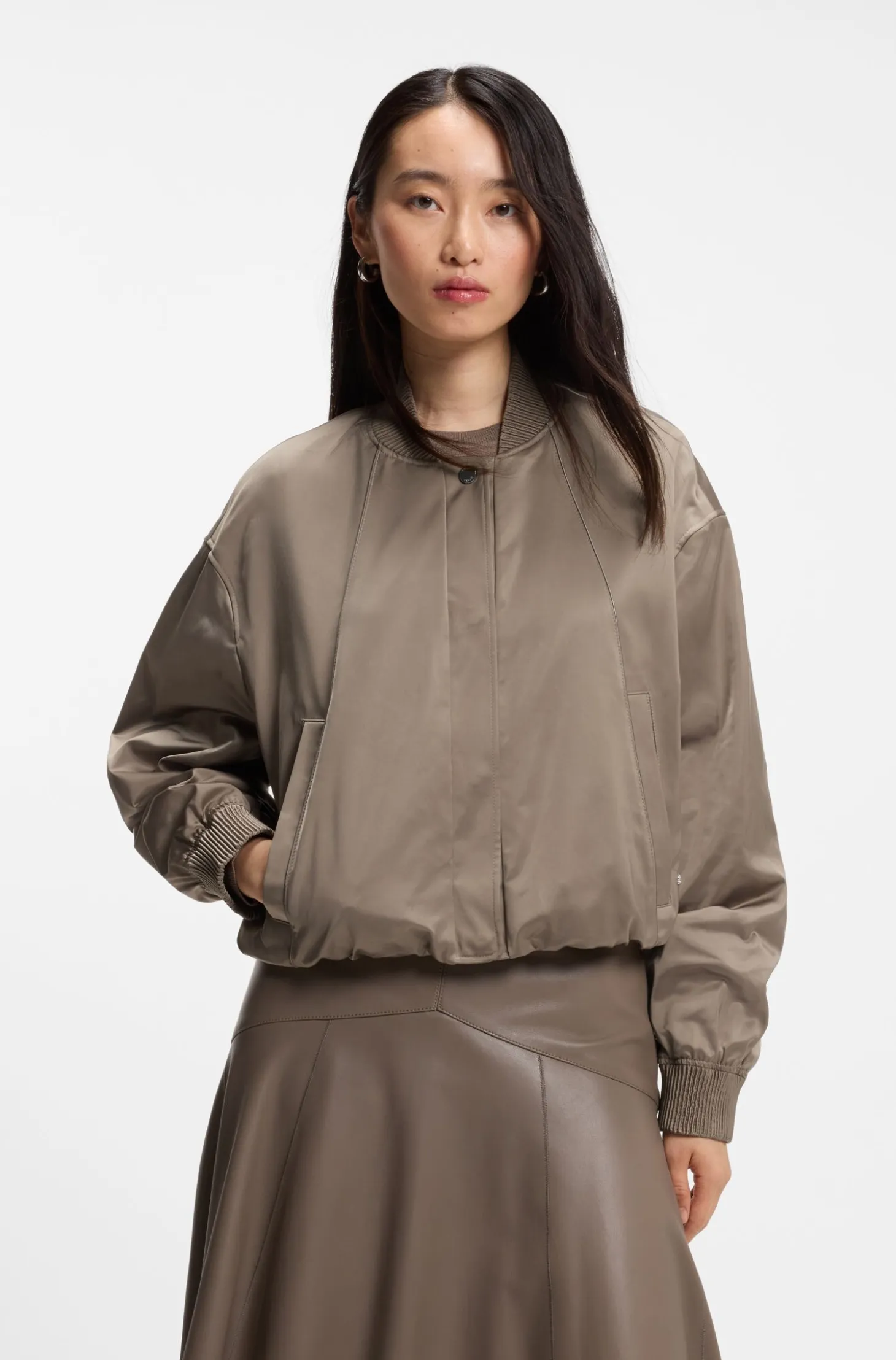 Water-repellent jacket with satin finish