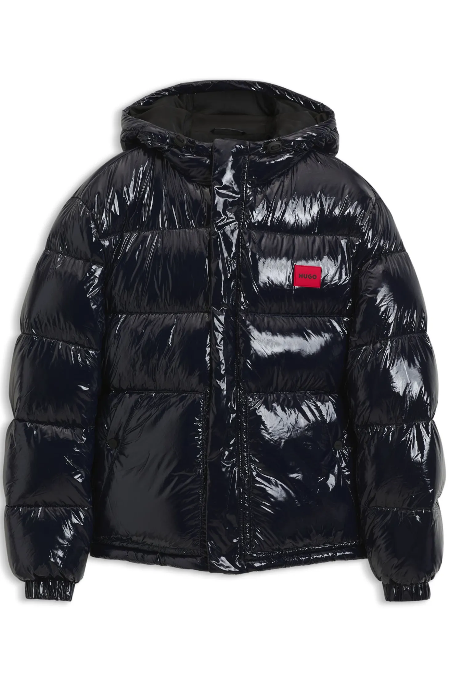 Water-repellent padded jacket with lacquered finish